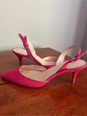 Nine West Hot Pink Slingback Kitten Heels
